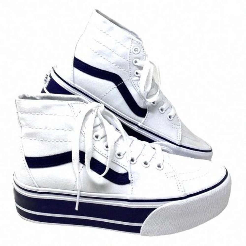 VANS Sk8-Hi Tapered Sport Platform Shoes White VN0A5JMKNWD Women's Canvas Navy